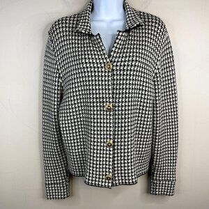 Vintage Alnoral Academia Houndstooth Old Money Cardigan Sweater Sz L Wool Blend